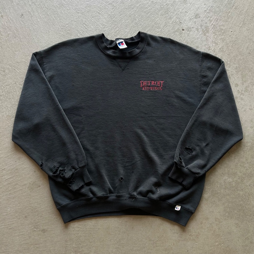 Vintage 90s Russell Athletic Detroit Red Wings Sweatshirt Size XXL Black Thrash